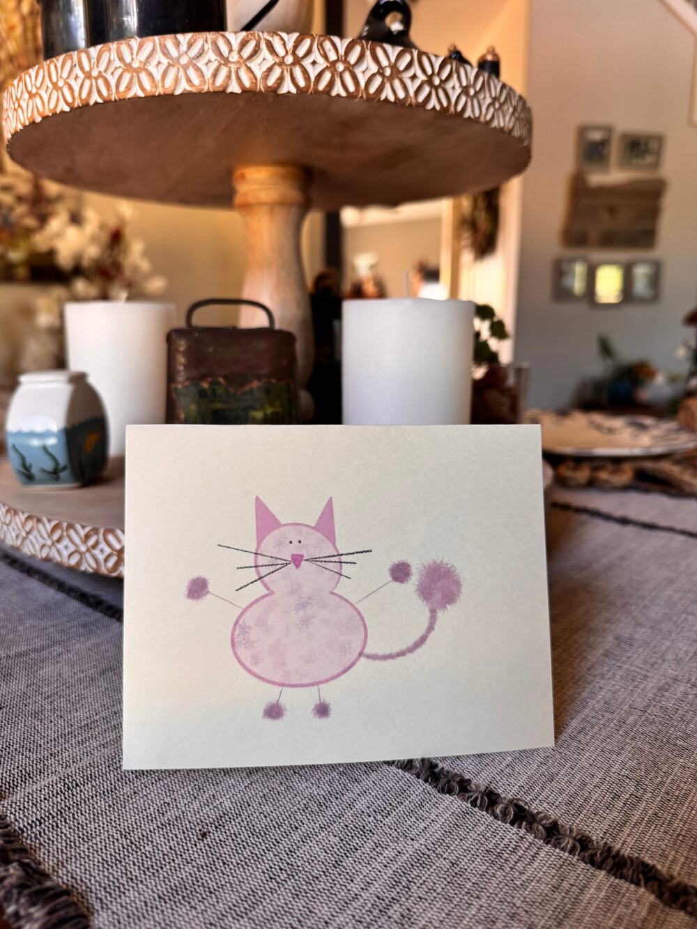 Cream Greeting Cards Blank Cards for Cat Lover Cards Stationery Handcrafted Cat